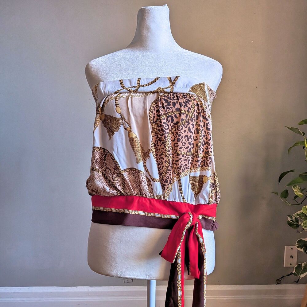 Vintage Y2K New York & Co Tube Top Animal Print Belt Clubbing Party Size Small